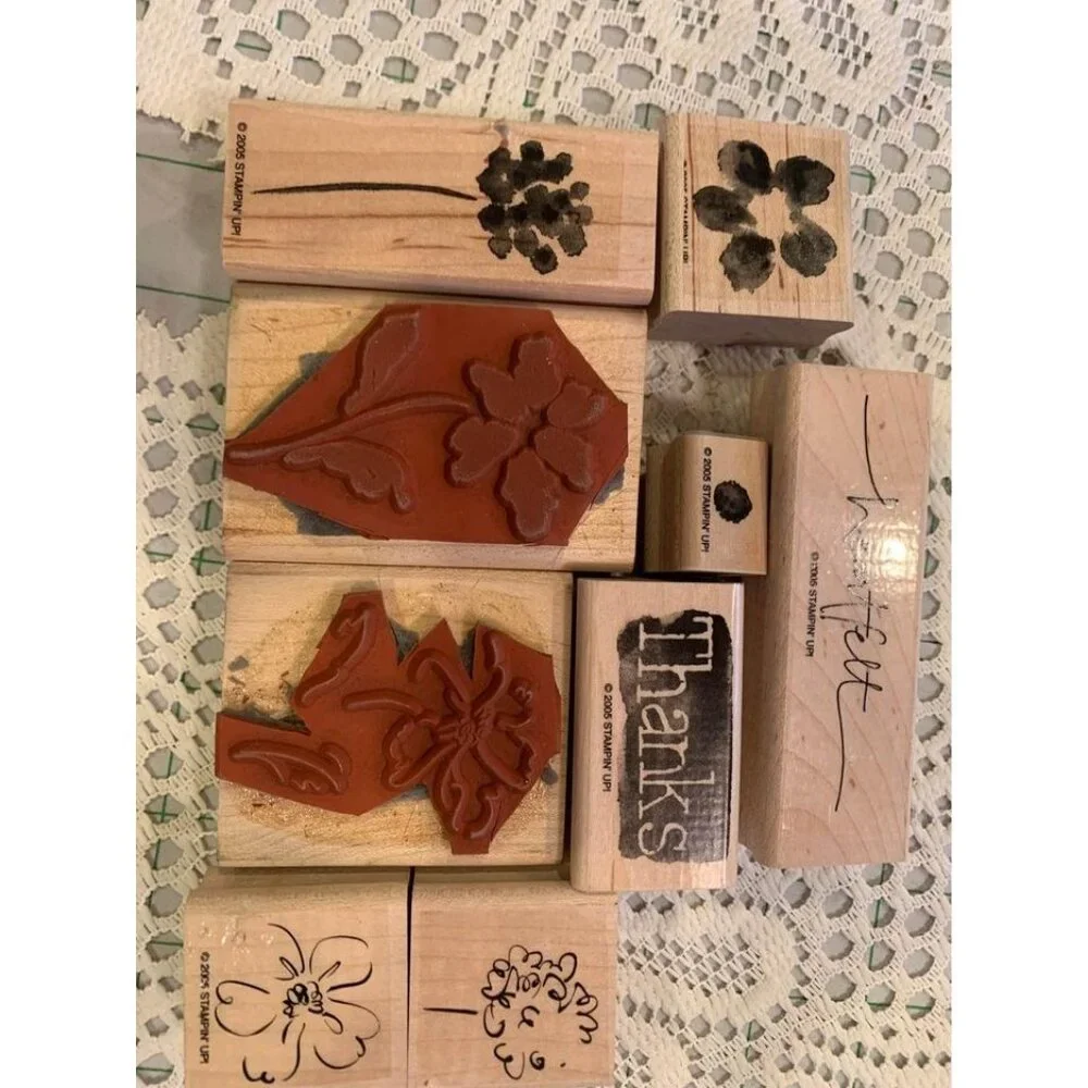 Stampin Up! Heartfelt Thanks Rubber Stamp Set Floral & Script Designs Vintage 20